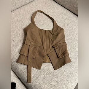 Zara Tan Vest with Pockets